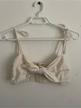211 Cream Tie-Front Crop Top